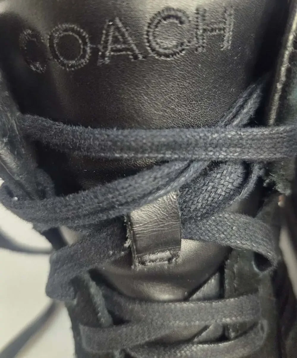 Authentic Coach Alara Black Signature Jacquard Suede Hidden Wedge Sneakers 7M